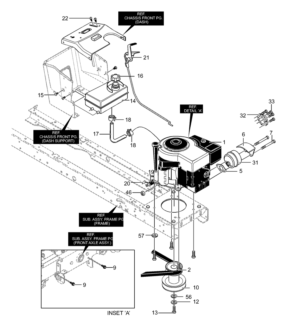 Engine And Control Assembly Diagram and Parts List for 40319X51C 2001 Briggs and Stratton Lawn Tractor